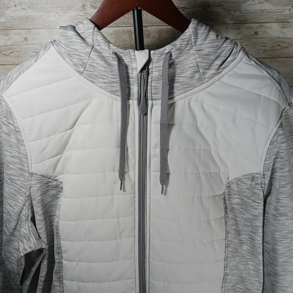 Jockey Women's White and Gray Active Wear‎ Hooded Full Zip Jacket Sz XXL